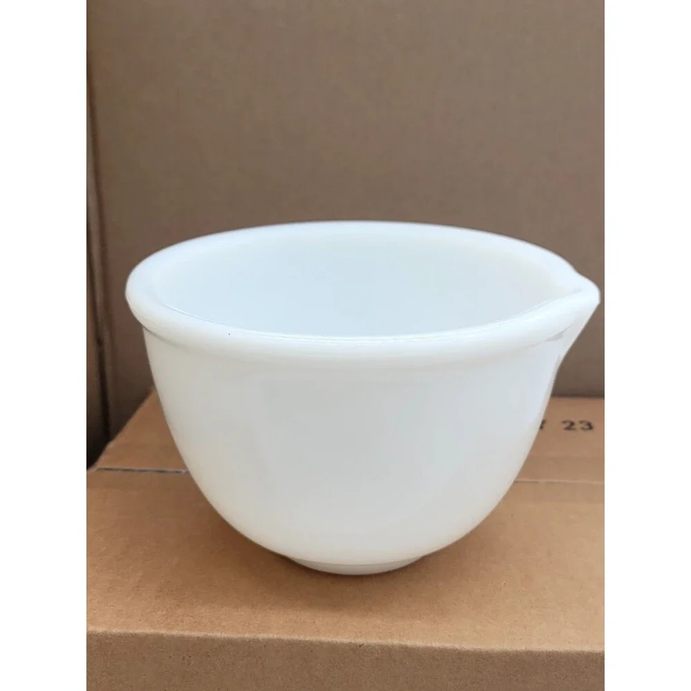 Vintage Milk Glass Mixing Bowl by Glasbake with Spout 6.5
